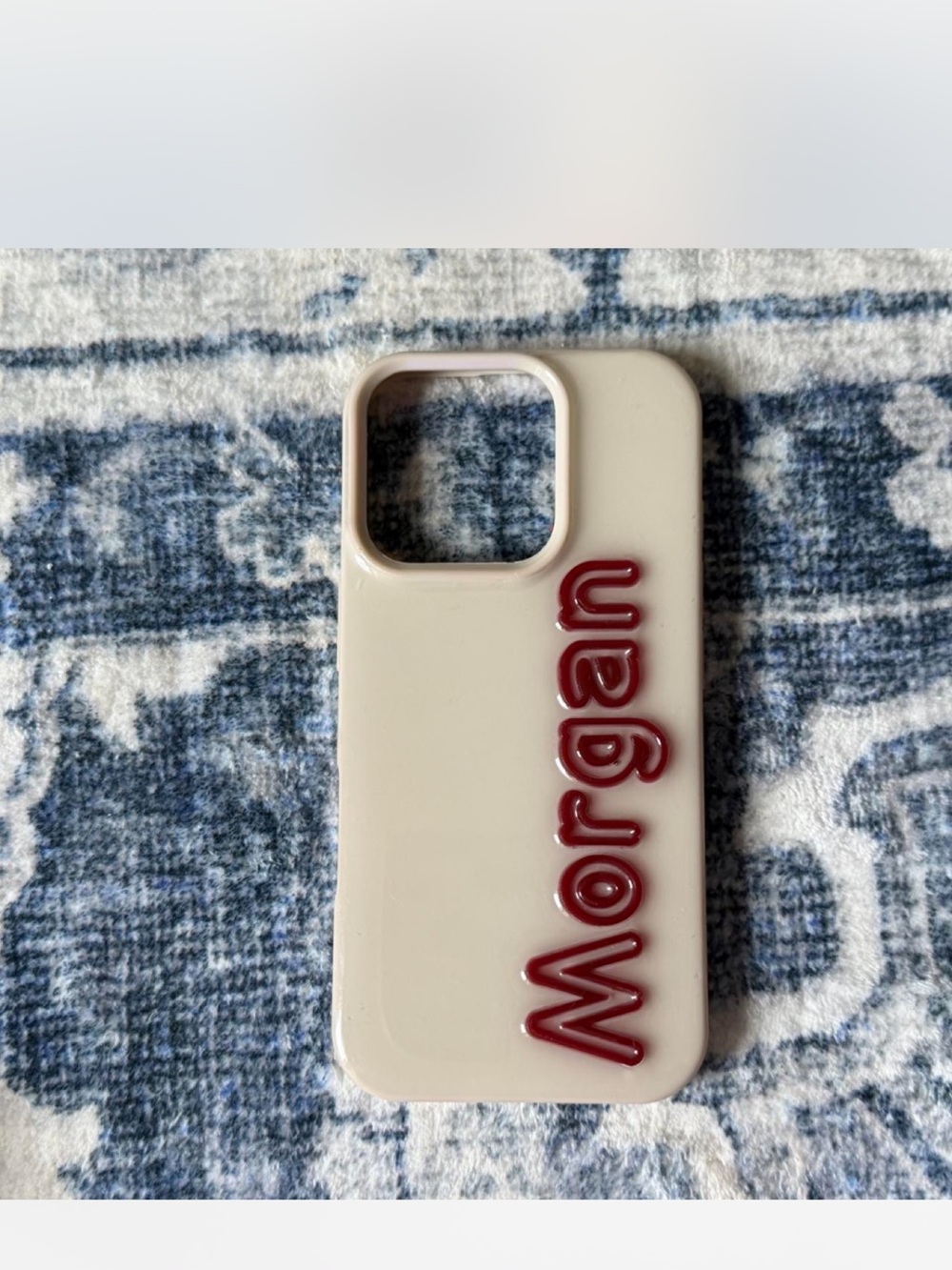 BaubleBar Fine Line Custom Name iPhone Case Morgan Beige Maroon